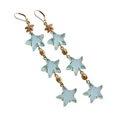 Aqua Venetian Glass Starfish Long Earrings, Meribella Duster Earrings
