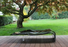 Aquae Black Wave, Coffee Table, Molded Plexiglass Lasercut Engraved