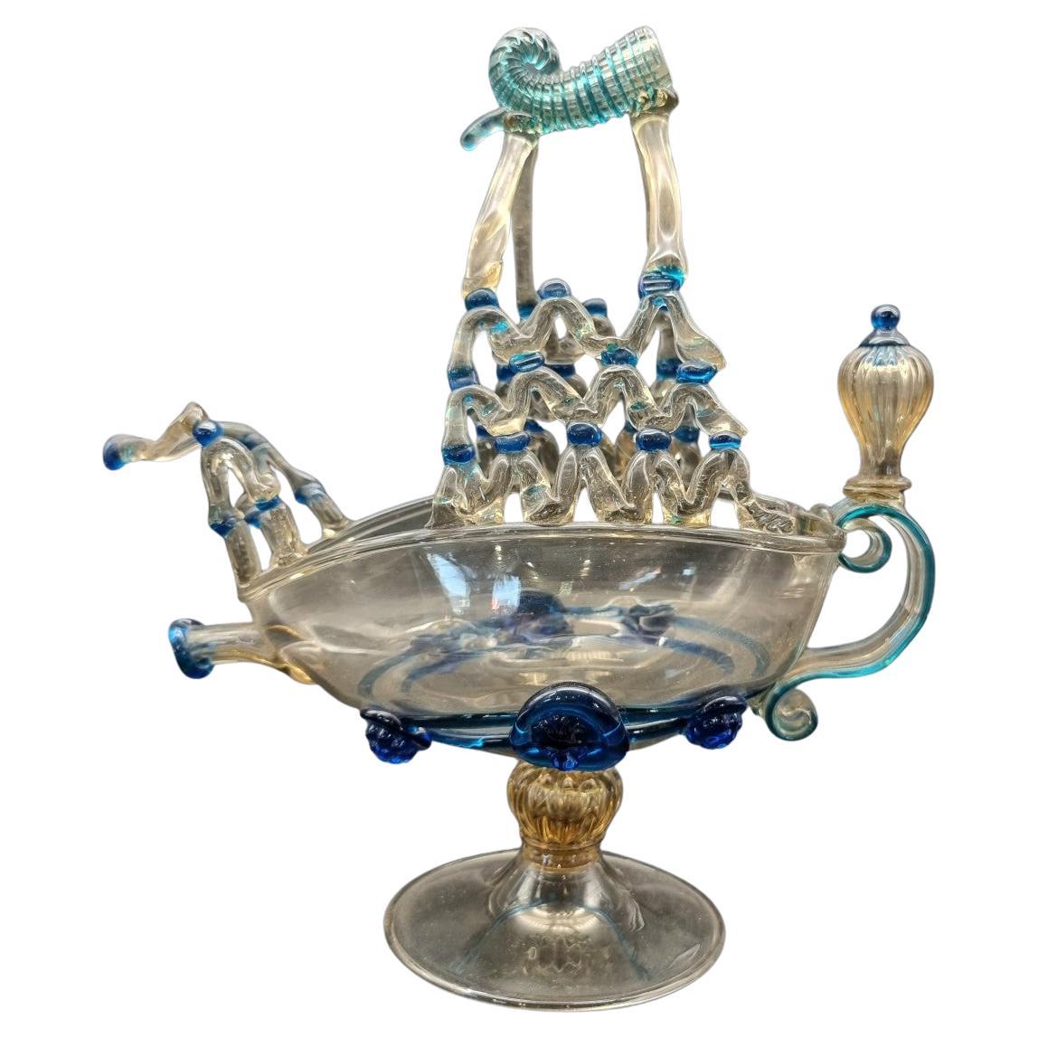 Aguamanil veneciano en forma de velero en cristal de Murano - finales del siglo XIX en venta