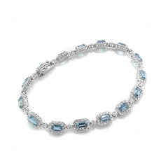 Bracciale Aquamarin con diamanti da 6,29 carati  900 Platinum certificata ALG "Ocean Blue"