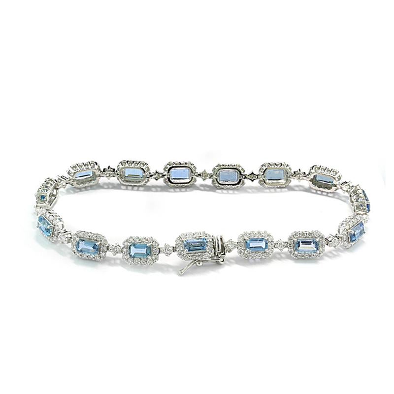 Contemporaneo Bracciale Aquamarin con diamanti da 6,29 carati  900 Platinum certificata ALG 