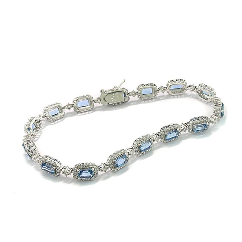 Ottagono Bracciale Aquamarin con diamanti da 6,29 carati  900 Platinum certificata ALG 