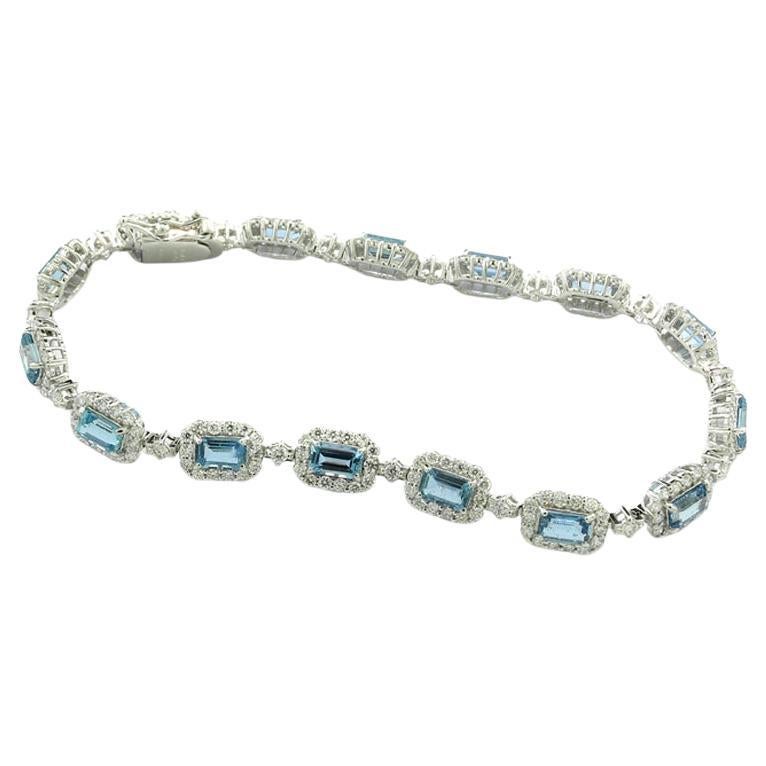 Pulsera de diamantes Aquamarin 6,29 quilates  900 Platino Certificado ALG "Azul Océano"