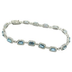 Aquamarin Diamond Bracelet 6.29 Carat  900 Platinum ALG Certified "Ocean Blue"