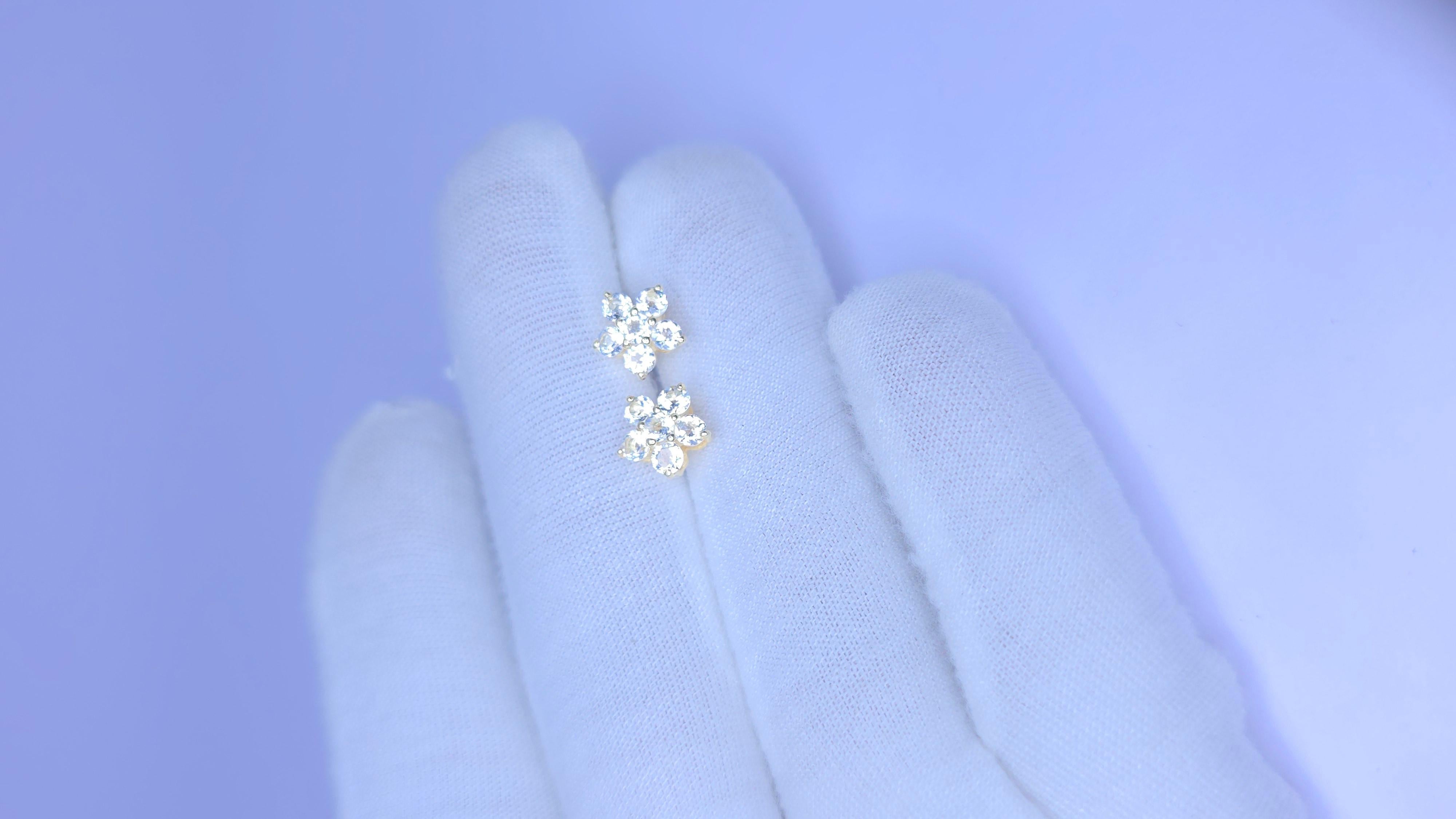 Taglio brillante Orecchini a perno Aquamarin in argento 925 in vendita