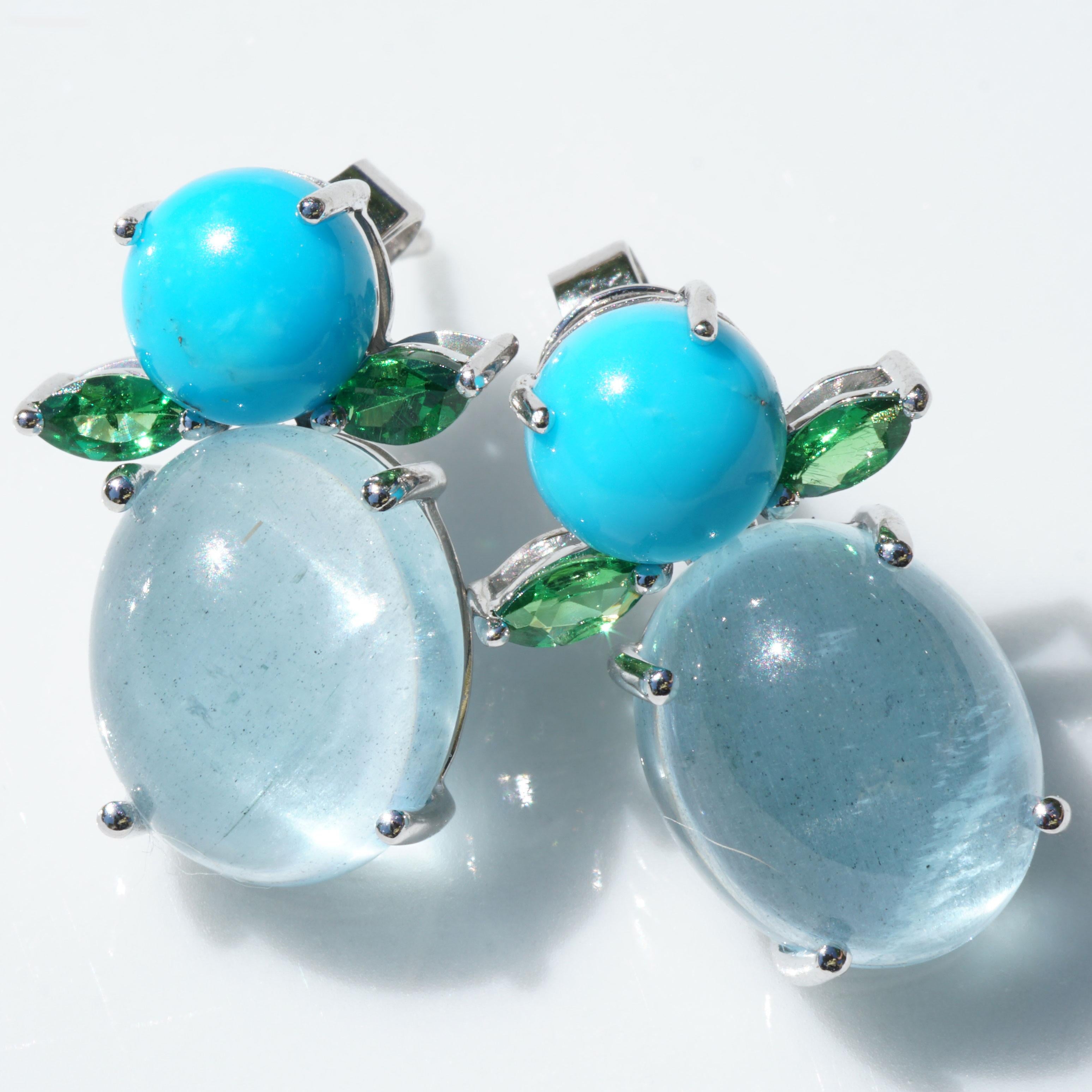 Aquamarin Turqouise Tsavorite Earrings Little Blue Angels Soo Precious and Nice 1