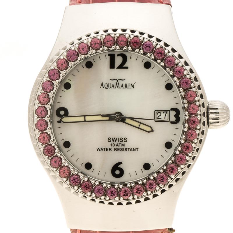 AquaMarin White Mother  Pearl Stainless Steel Sea Star Women's Wristwatch 37 mm (Zeitgenössisch)