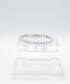 Aquamarin white sapphire bracelet 18 k white gold