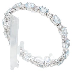 Bracelet aigue-marine saphir blanc en or blanc 18 carats