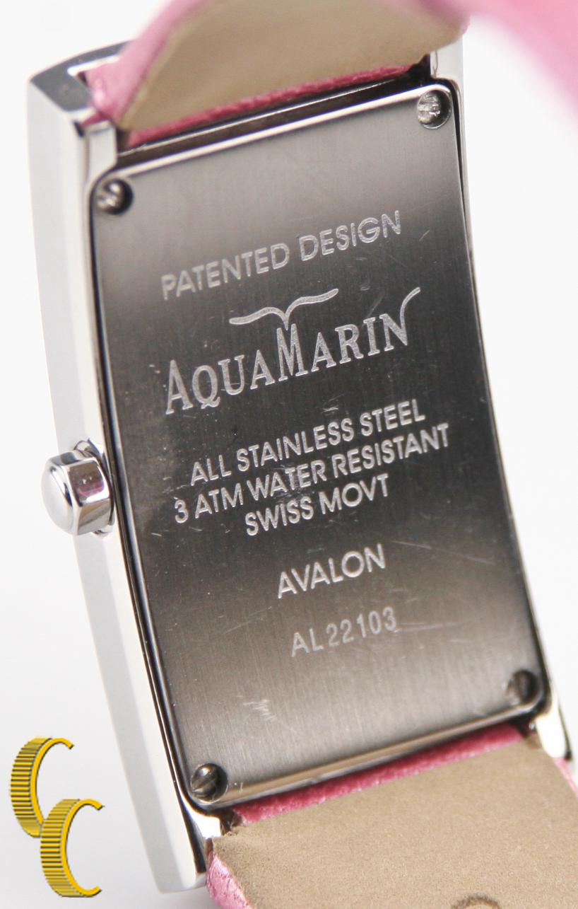 AquaMarin Women's Stainless Steel Watch w/ Pink Dial Pink Leather Strap AL22103 For Sale 3