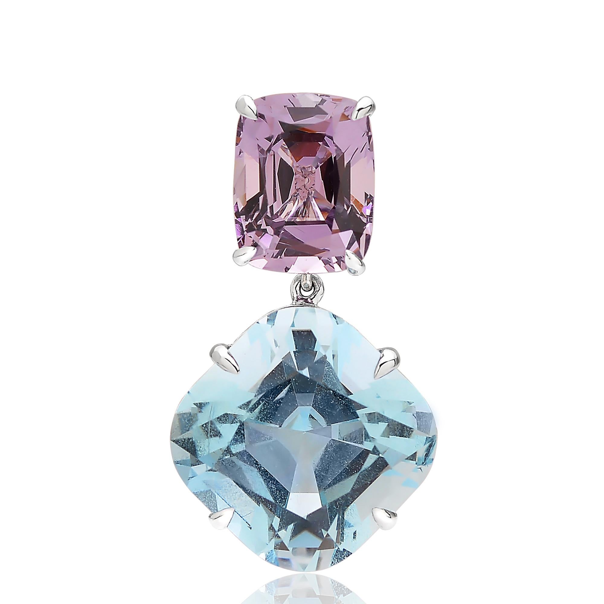 Contemporary Paolo Costagli Aquamarine 13.03 Carat, Spinel 9.12 Carat and Diamond Earrings