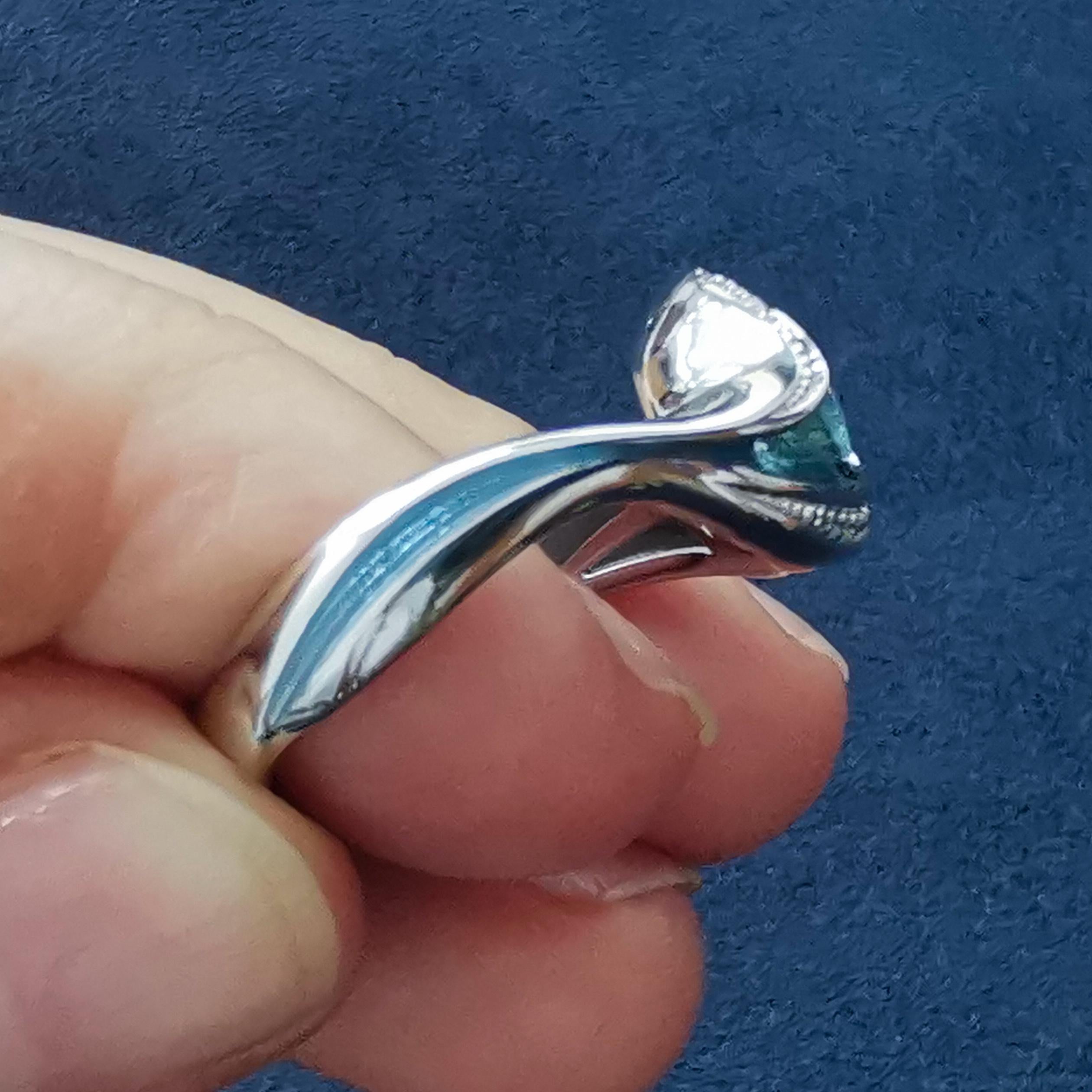 Women's Aquamarine 1.48 Carat Diamonds Enamel 18 Karat White Gold Melted Colors Ring For Sale