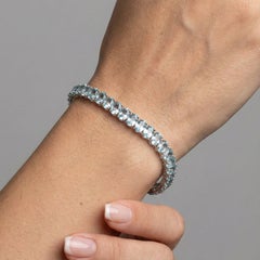 Aquamarine 14K (18K Custom) White Gold Tennis Bracelet
