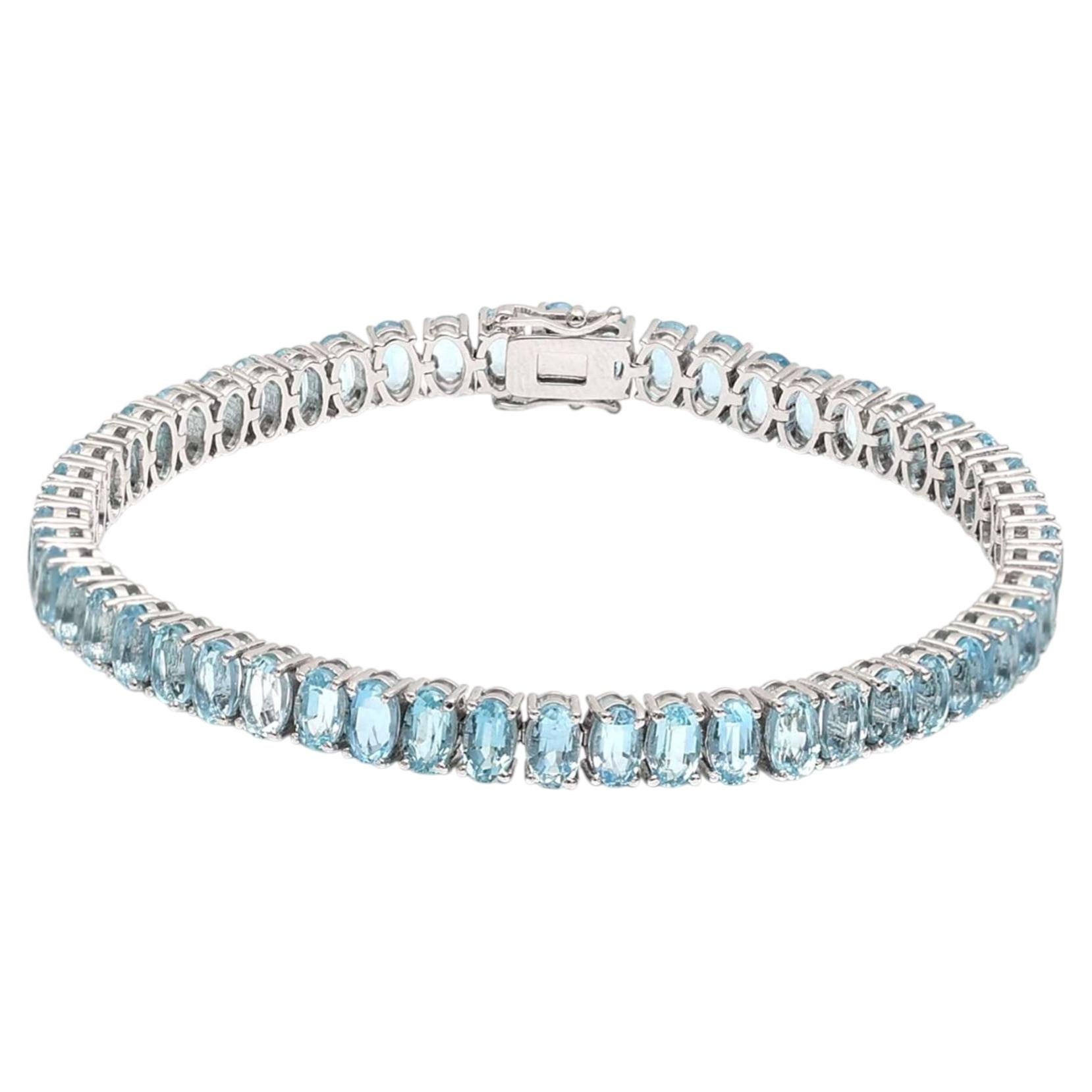 13.37ct Aquamarine White Gold Tennis Bracelet