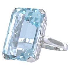 Aquamarine, 14k White Gold Ring