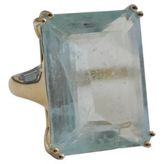 Anillo Aguamarina Oro Amarillo 14kt - Talla 8