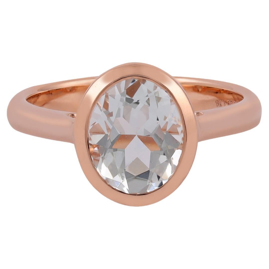  Aquamarine 1.74 carat Oval Shape Ring 18k Rose Gold