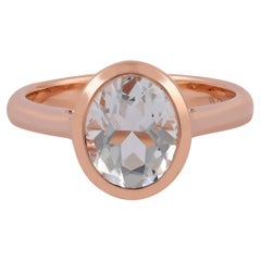 Anillo de oro rosa de 18 quilates con aguamarina ovalada de 1,74 quilates