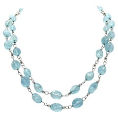 Aquamarine 178 Carats Wire-Wrapped Double Strand Paradizia Necklace