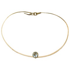 Aquamarine 18 Karat Gold Handmade Torc Necklace by Disa Allsopp