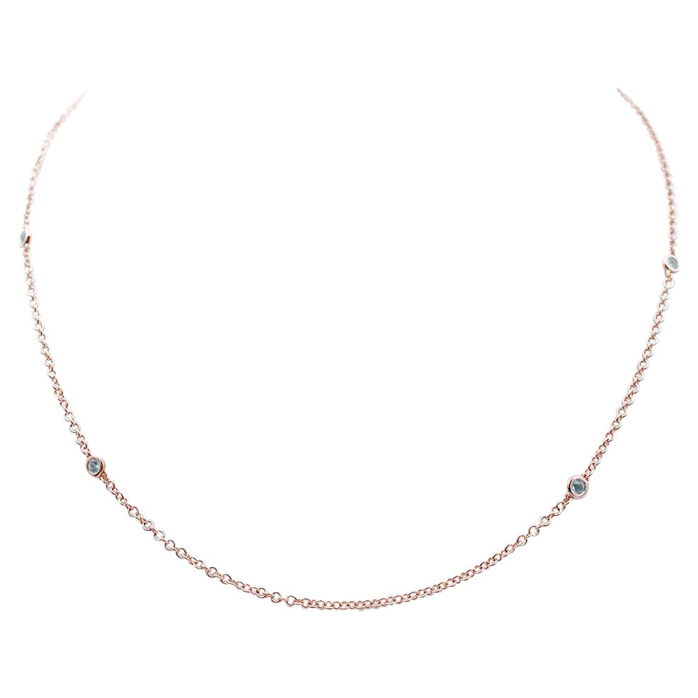 Collier Moden en or rose 18 carats et aigue-marine
