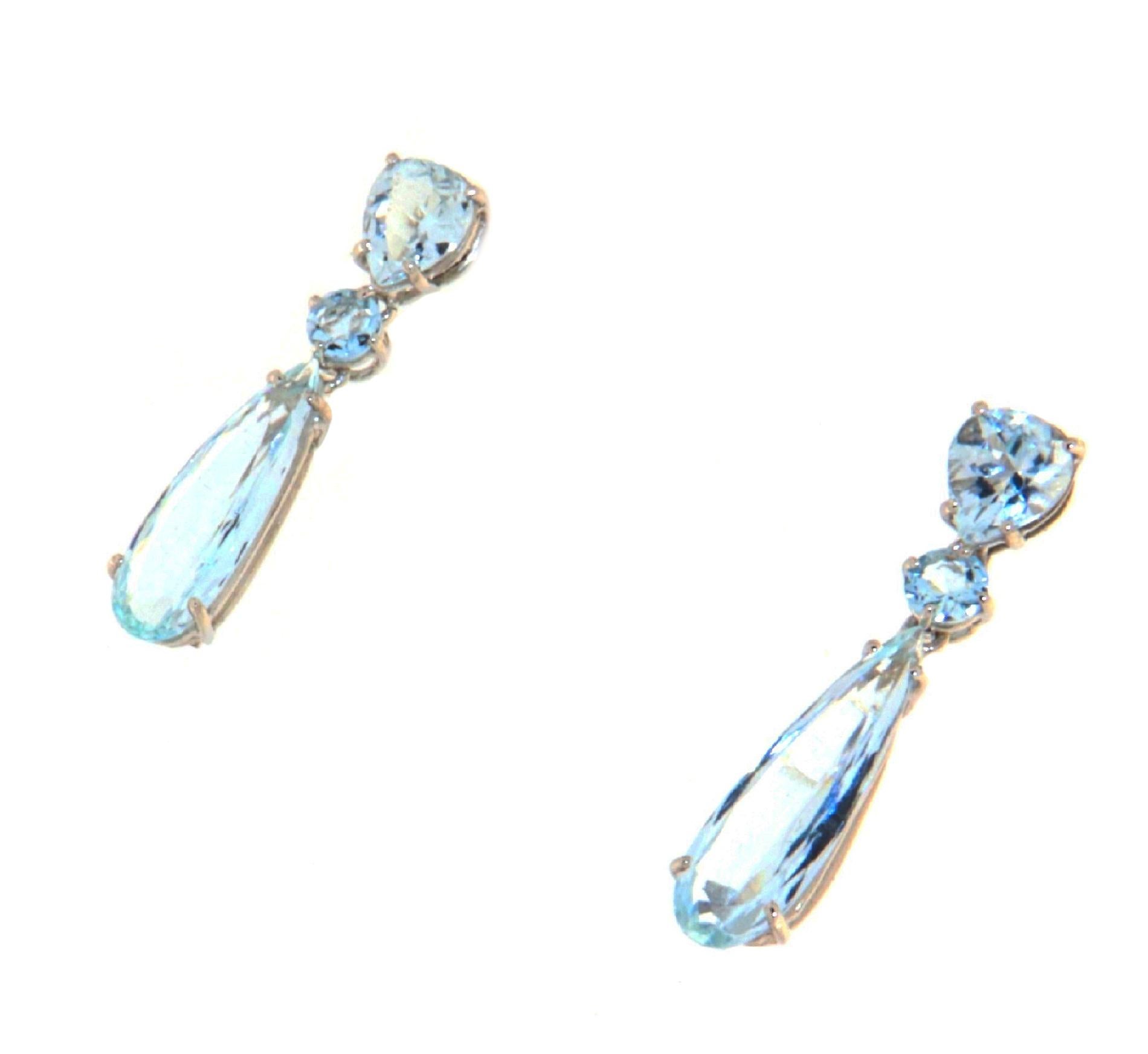 Aquamarine 18 Karat White Gold Drop Earrings In New Condition For Sale In Marcianise, IT