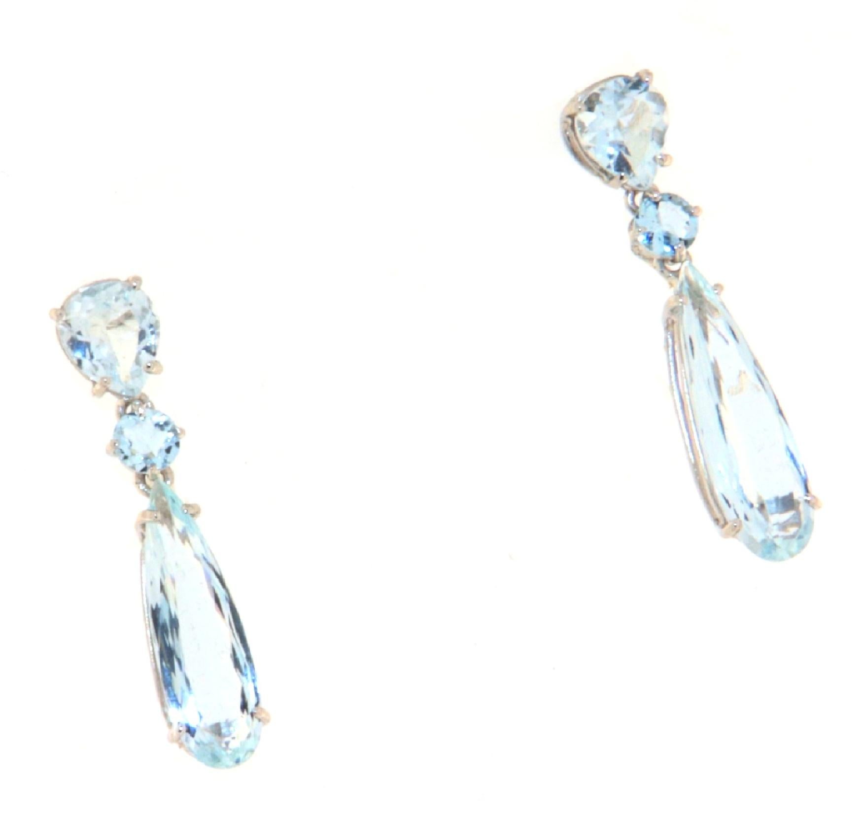 Women's Aquamarine 18 Karat White Gold Drop Earrings For Sale
