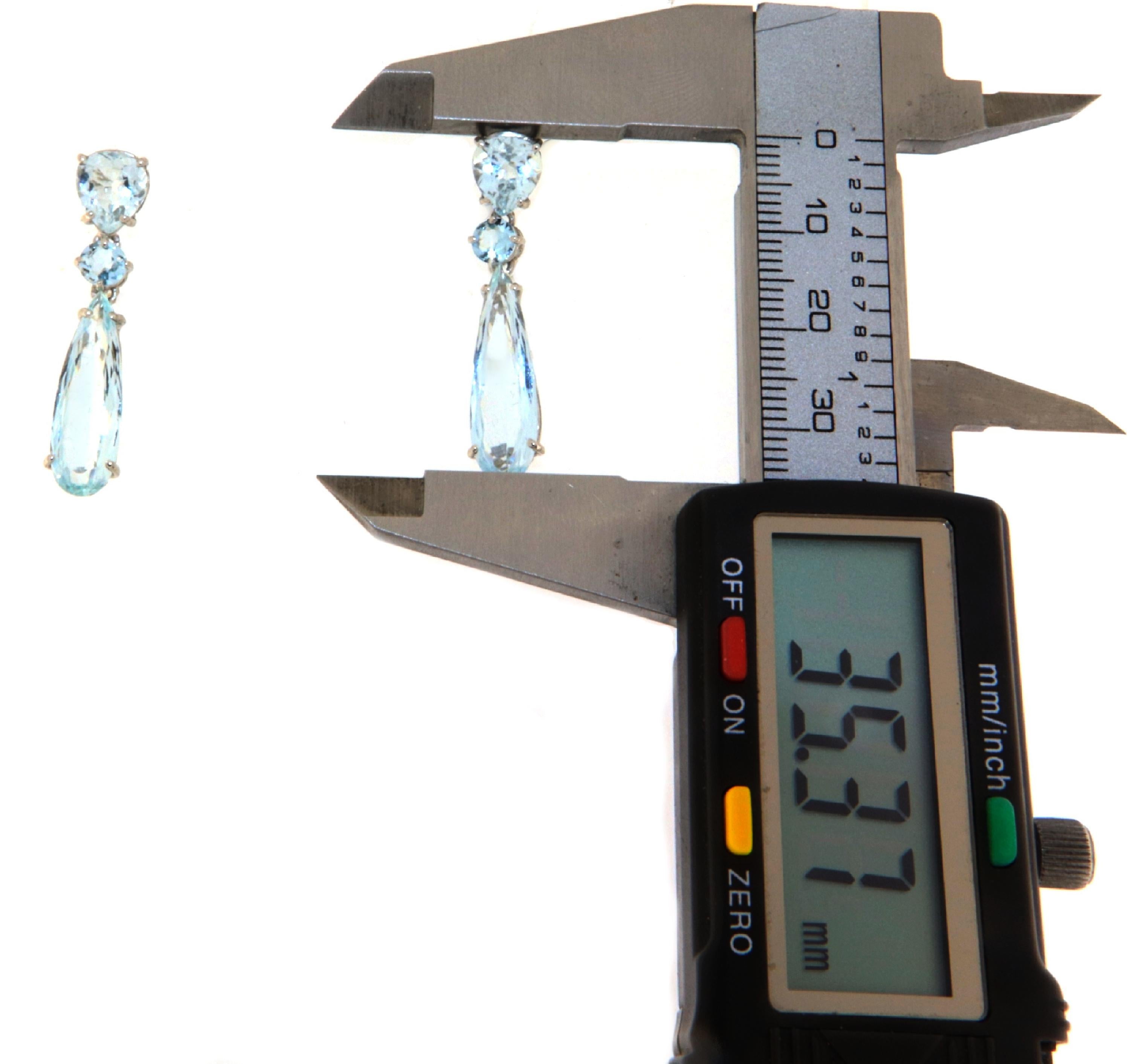 Aquamarine 18 Karat White Gold Drop Earrings For Sale 1