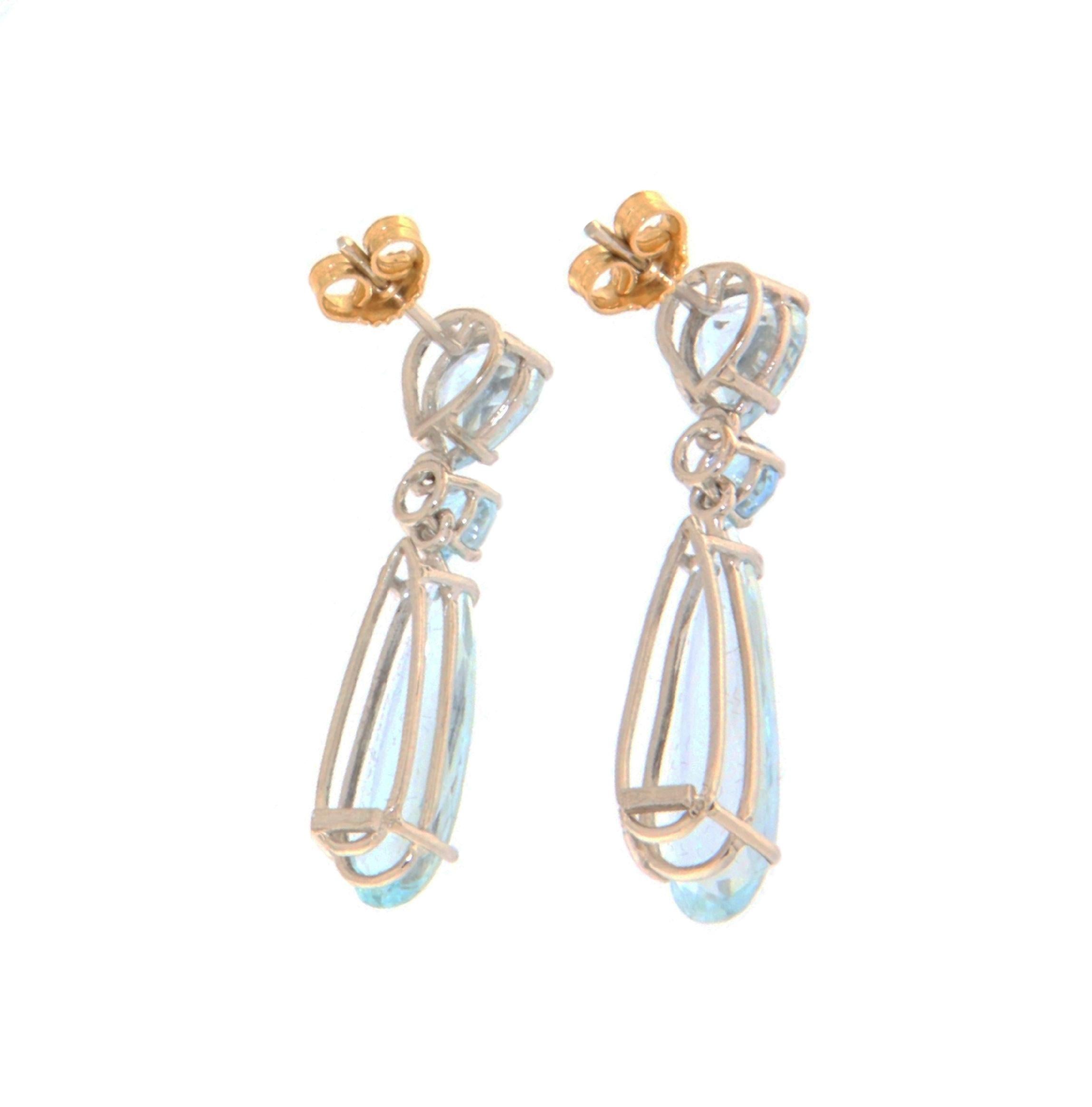 Aquamarine 18 Karat White Gold Drop Earrings For Sale 2