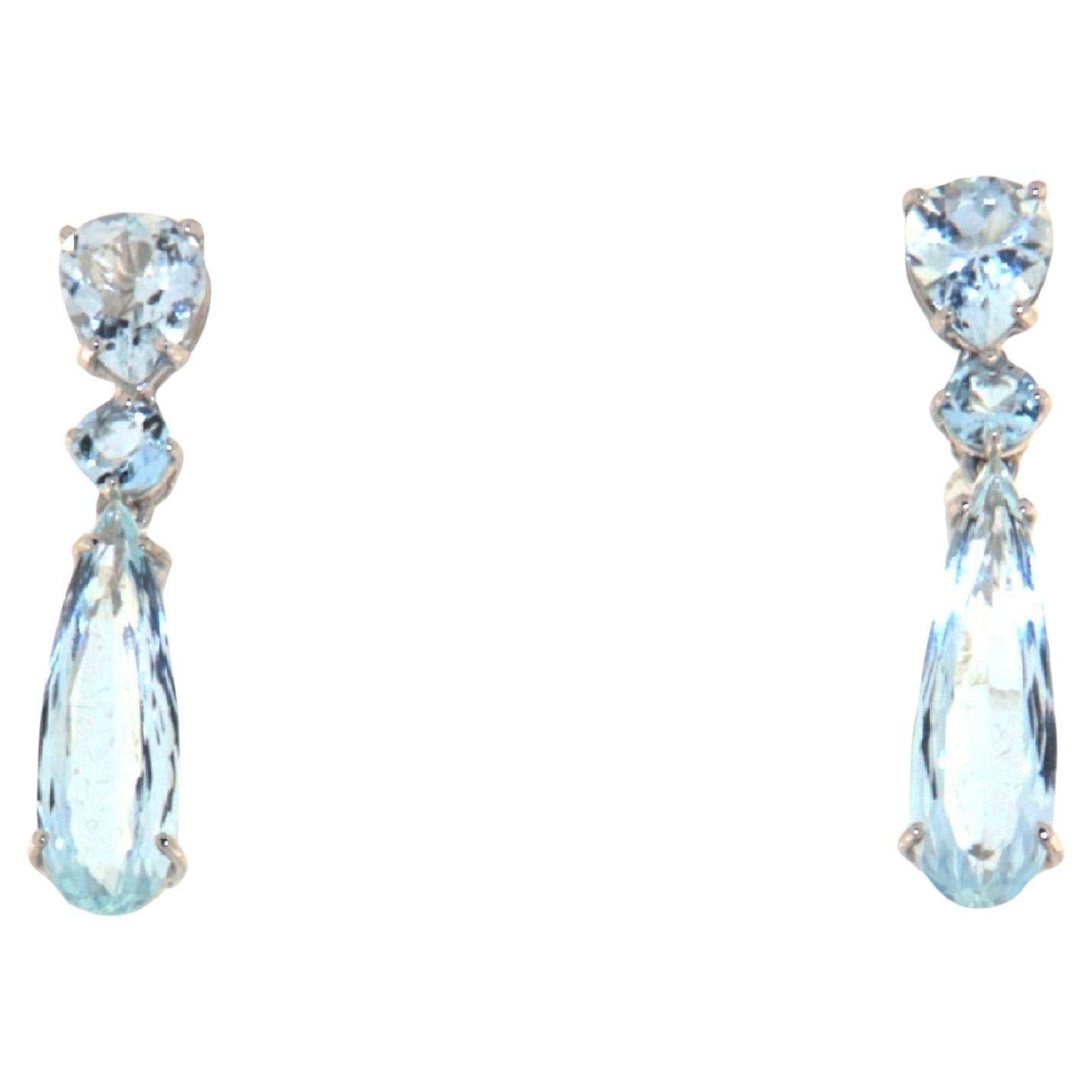 Aquamarine 18 Karat White Gold Drop Earrings