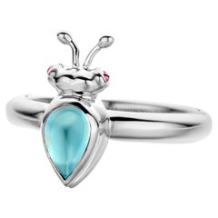 Aigue-marine en or blanc 18 carats Bague Modernity