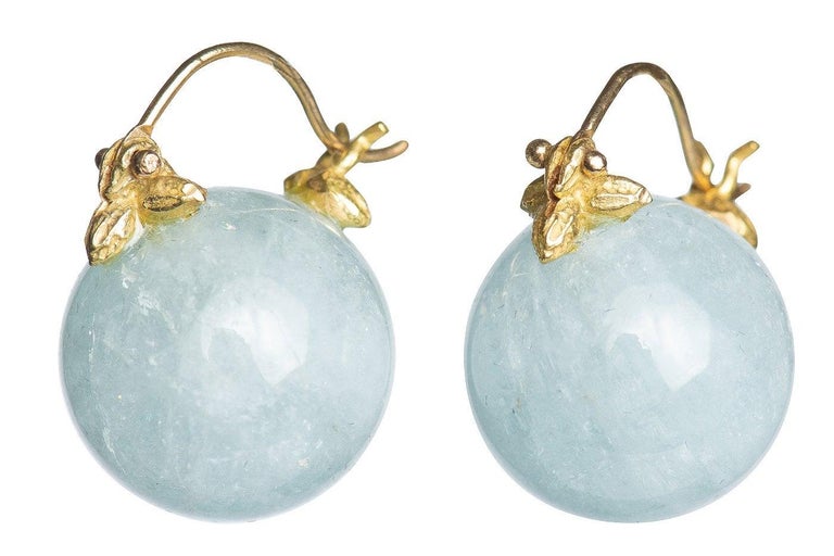 Gabrielle Sanchez Aquamarine 18 Karat Flyer Earring At 1stdibs