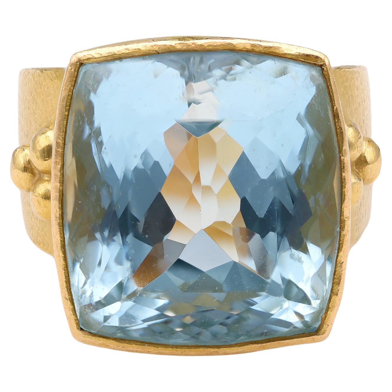 Aquamarine 18k Yellow Gold Cocktail Ring