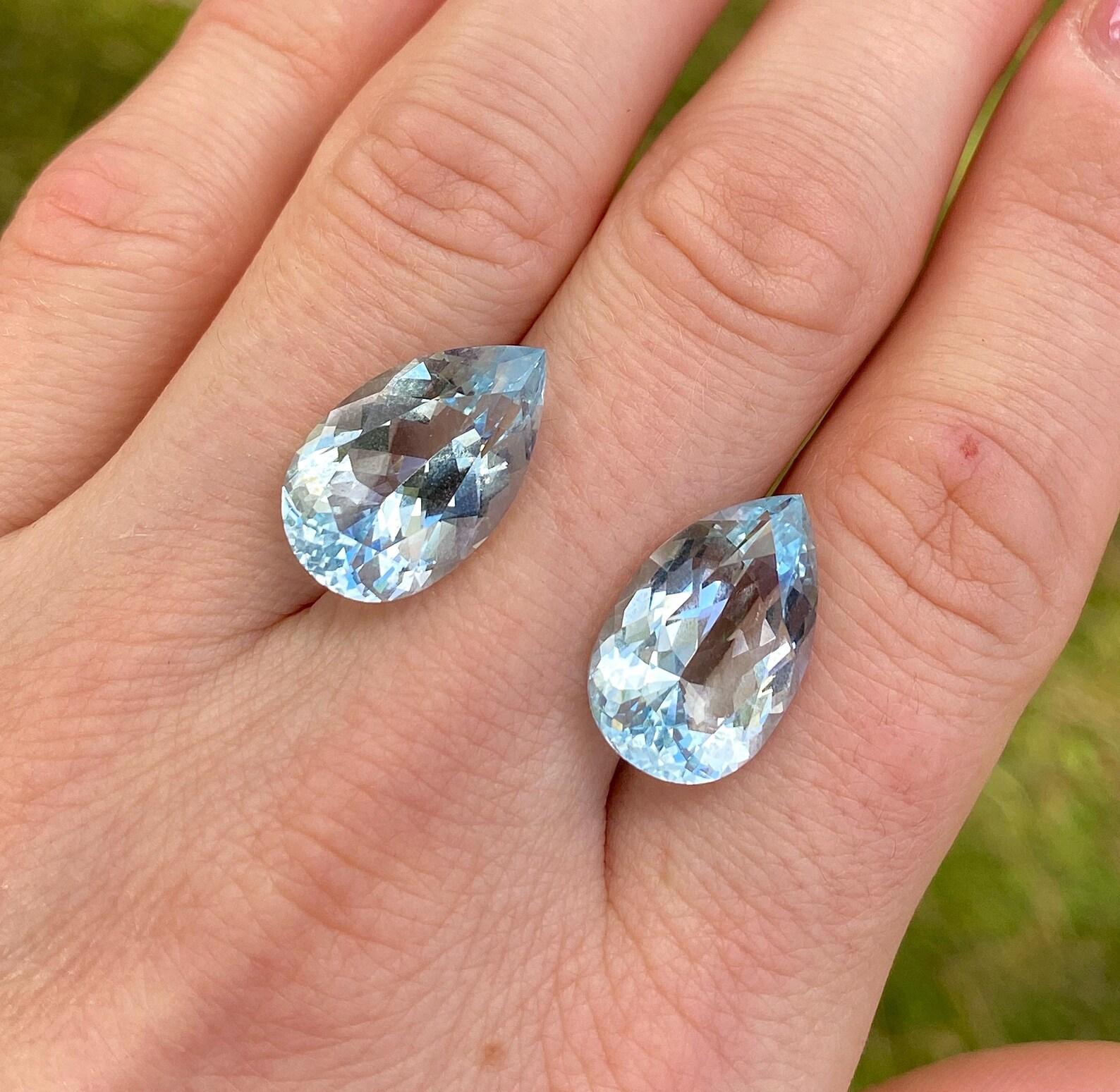Aquamarin 19.50Ct Paar natürliche lose Edelsteine, Birnenschliff, Madagaskar im Zustand „Neu“ im Angebot in Daugavpils, LV
