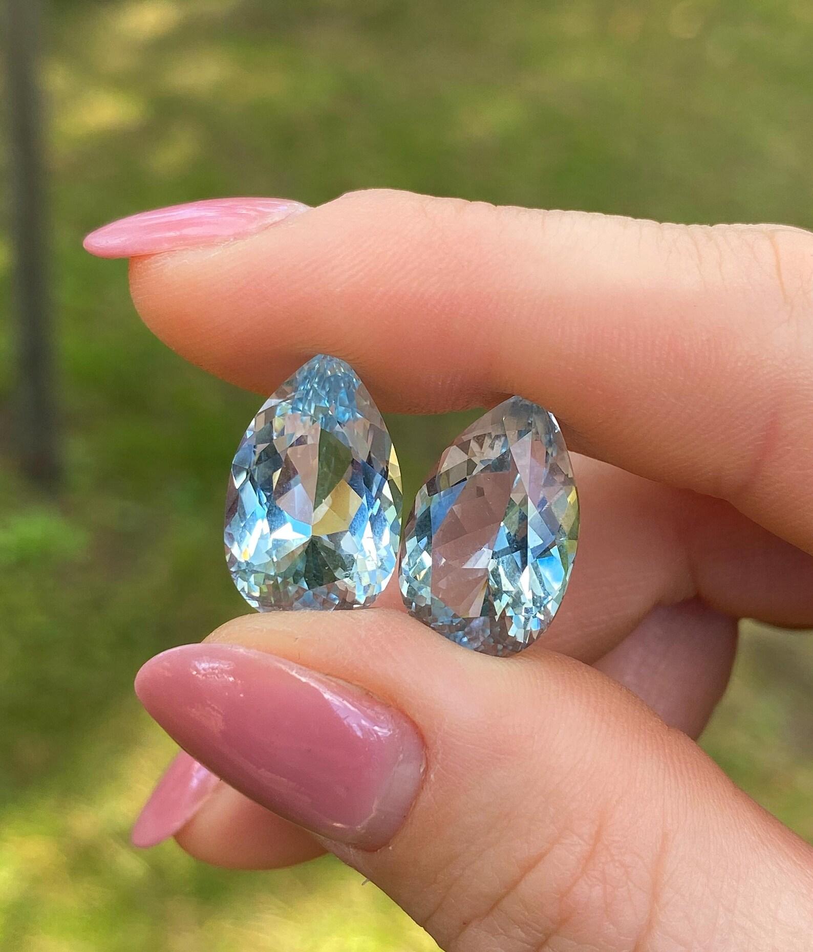 Aquamarin 19.50Ct Paar natürliche lose Edelsteine, Birnenschliff, Madagaskar für Damen oder Herren im Angebot