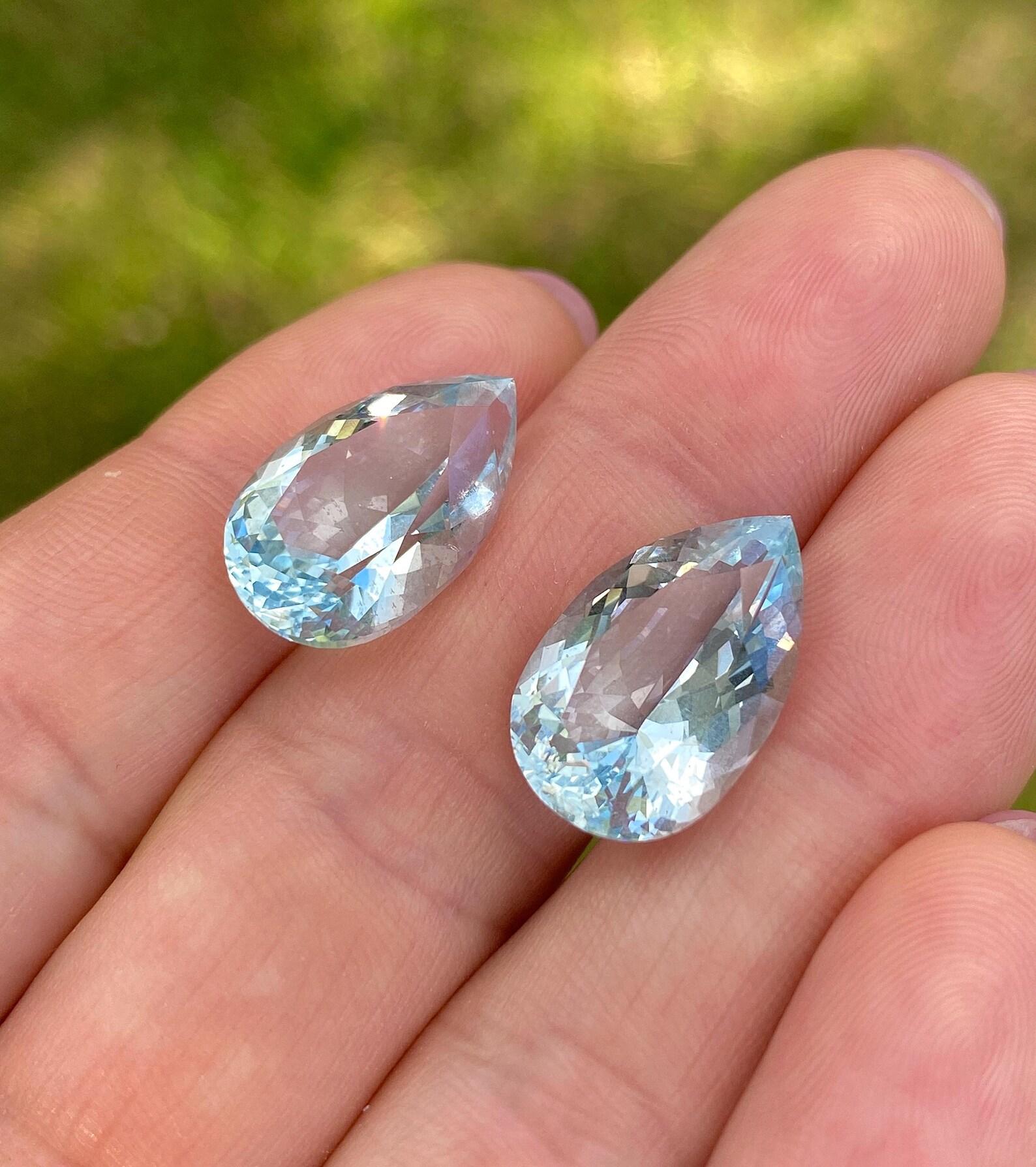 Aquamarin 19.50Ct Paar natürliche lose Edelsteine, Birnenschliff, Madagaskar im Angebot 2