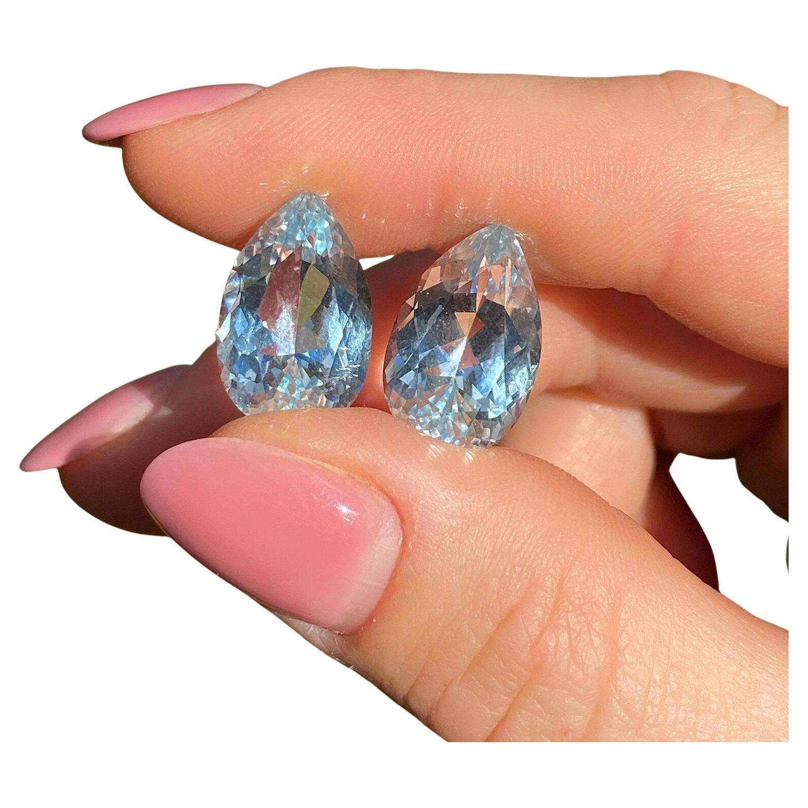 Aquamarin 19.50Ct Paar natürliche lose Edelsteine, Birnenschliff, Madagaskar