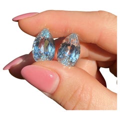 Aquamarine 19.50Ct Pair of Natural Loose gemstones, Pear cut, Madagascar