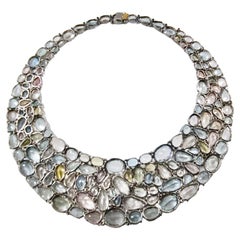 Aquamarine 310ct and Diamonds 14 Karat White and Yellow Gold Necklace