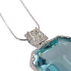 Aquamarine 50 Carat and Diamond 18 Karat Gold Pendant