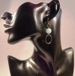 Aquamarine 9 Karat Rose Gold Dangle Earrings Handcrafted in Italy