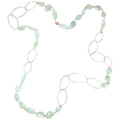 Aquamarine 9 Karat Rose Gold Necklace Handcrafted in Italy by Botta Gioielli