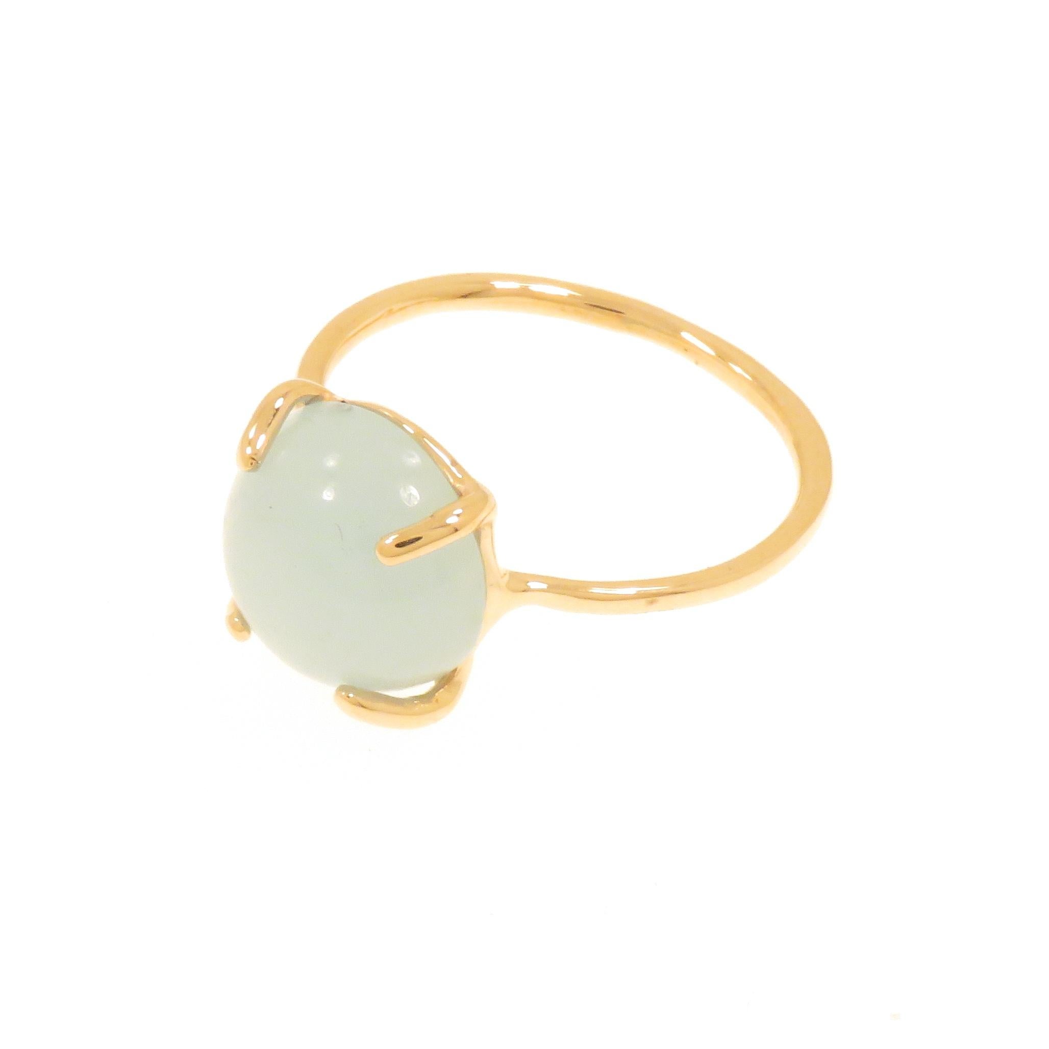 Aquamarine 9 Karat Rose Gold Ring Handcrafted in Italy In New Condition For Sale In Milano, IT