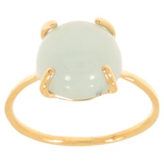 Anillo de Aguamarina de Oro Rosa de 9 Kilates Hecho a Mano en Italia
