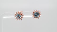 Aquamarine 925 Silver 18k 1mm Rose Metal Platted Women's Earring 0.5 cts