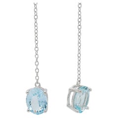 Aquamarine 925 Silver 18k 1mm Rose Metal Platted Women's Earring 1.75cts