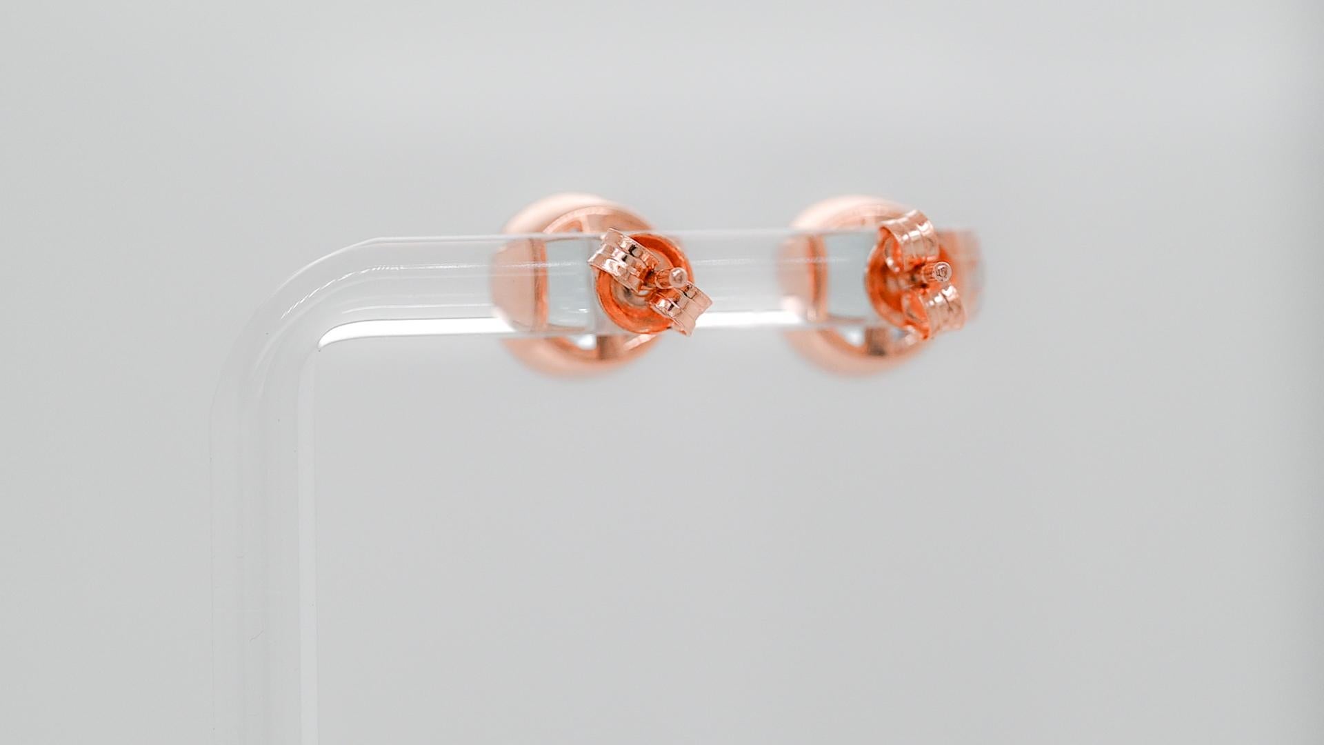 3.80 Cts Aquamarine Round 18K Rose Gold Plated Studs Earrings Silver Jewelry  For Sale 1