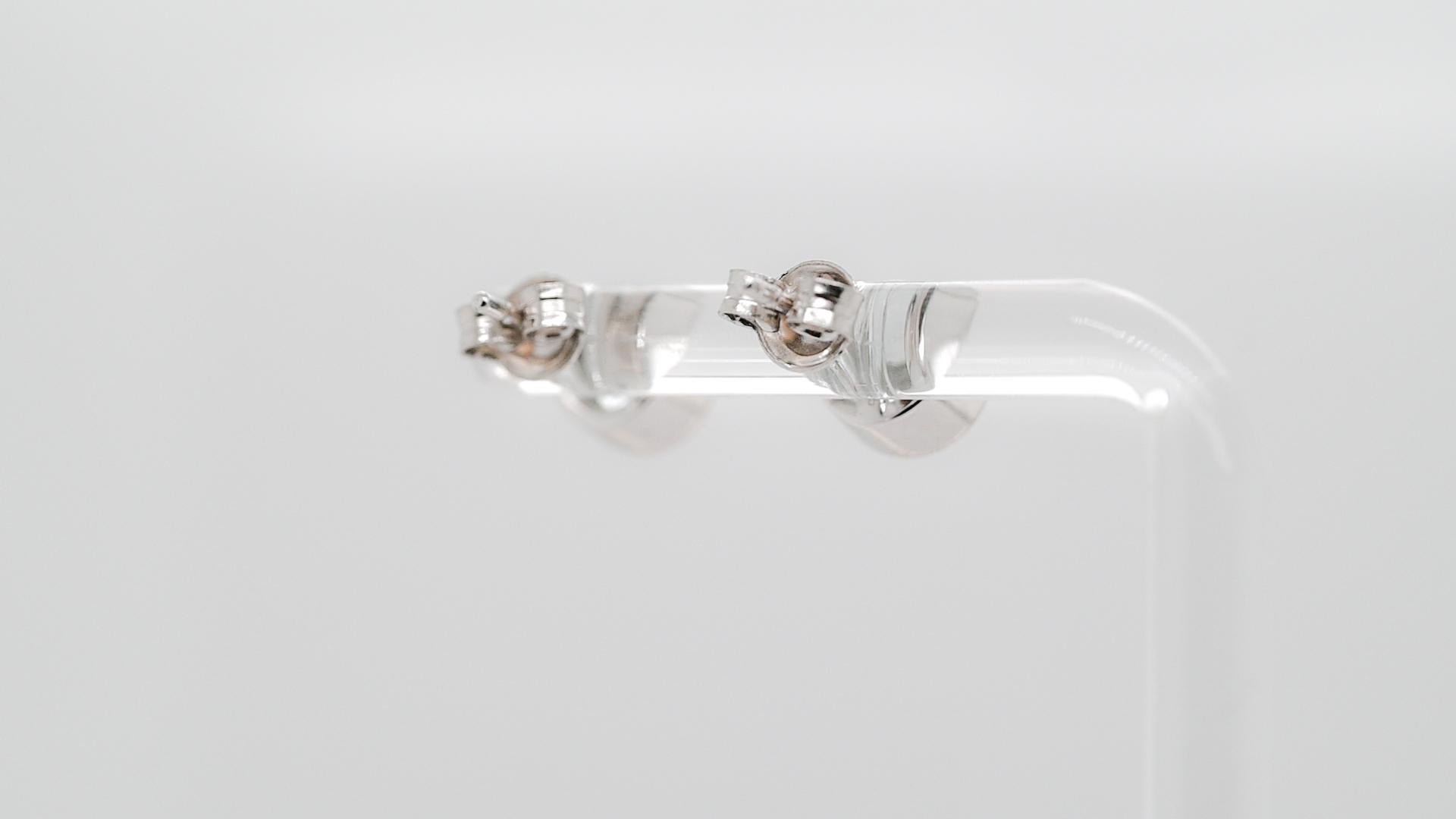 Taglio rotondo Orecchino da donna in argento 925 rodiato con acquamarina 1,43cts in vendita