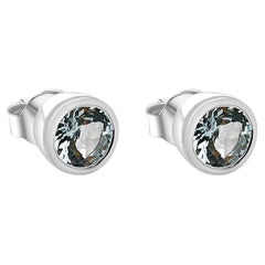 Aquamarine 925 Silver Rhodium Women's Earring 1.43cts