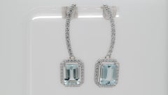 3.2 Cts Natural Aquamarine Drop Dangle Earrings 925 Sterling Silver Jewelry